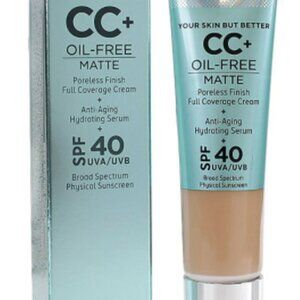 It Cosmetics CC+ Oil-Free Matte Cream Foundation MEDIUM SPF 40 1.08 oz OPEN BOX